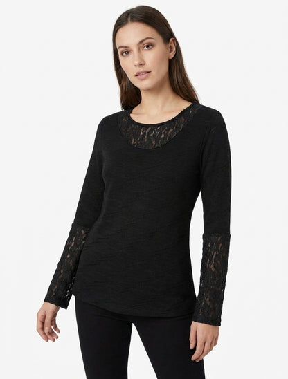 Pull droit en dentelle - Noir