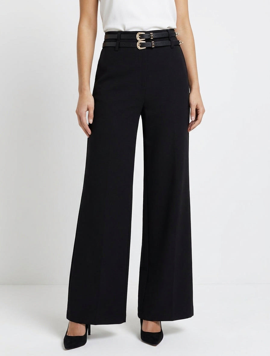 Pantalon ample taille élastiquée - Noir