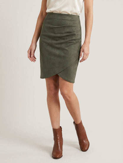 Jupe portefeuille taille haute - Kaki