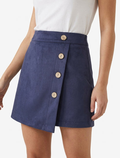 Jupe-short suédine taille haute - Marine