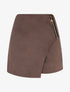 Jupe-short en suédine style portefeuille à zip - Marron - 1