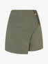 Jupe-short en suédine style portefeuille à zip - Kaki - 1