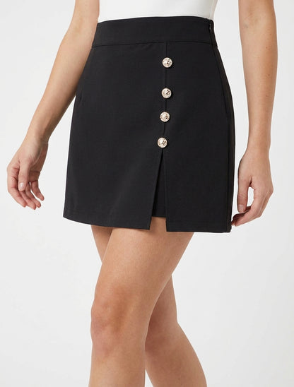 Jupe-short taille haute à fente - Noir