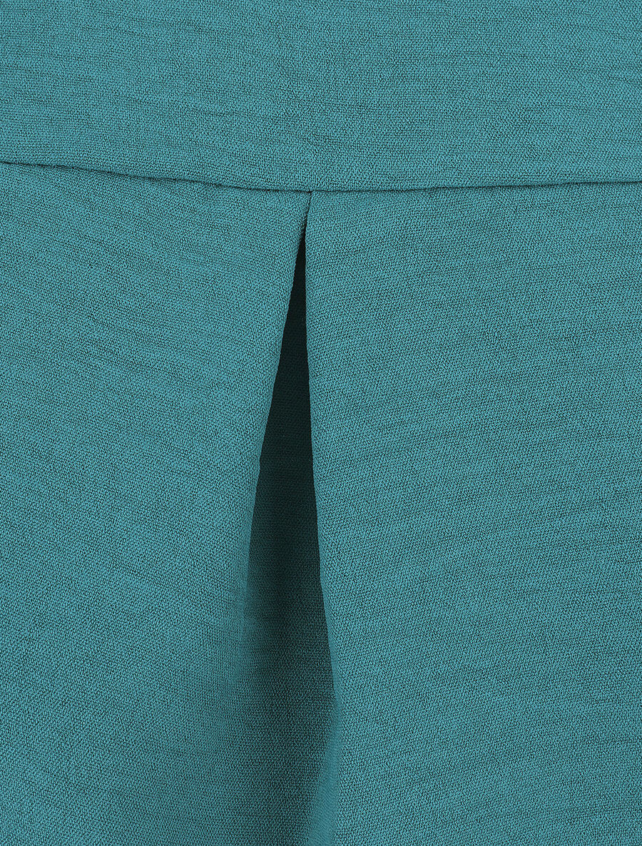 Top uni à col dentelle - Bleu lagon - 3