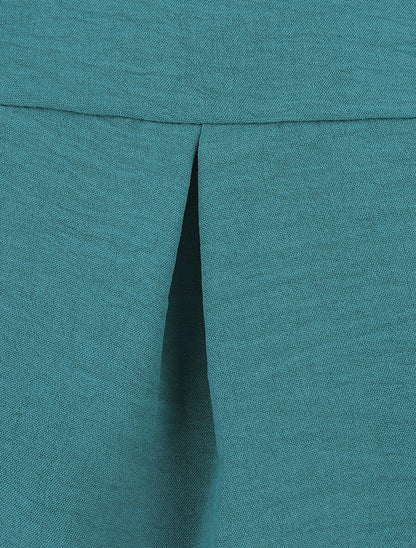 Top uni à col dentelle - Bleu lagon - 3