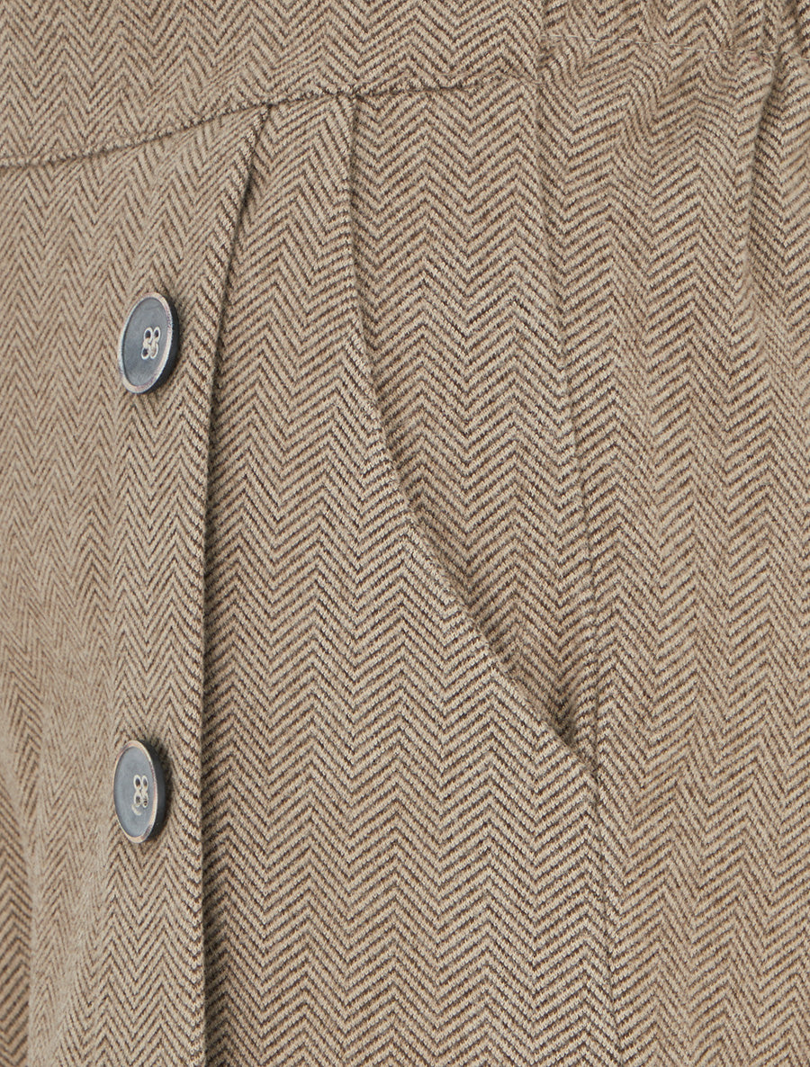 Short en feutrine à taille haute et boutons décoratifs - Beige - 3