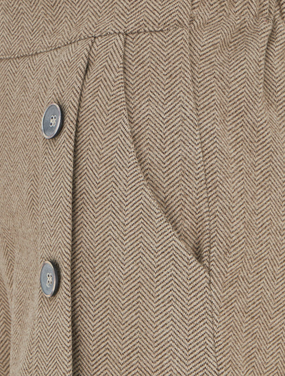 Short en feutrine à taille haute et boutons décoratifs - Beige - 3
