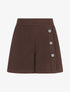 Short en feutrine à taille haute et boutons décoratifs - Marron - 1