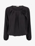 Top plissé à fleur en relief - Noir - 1