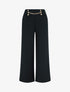 Pantalon taille haute à boutons et chaîne - Noir - 1
