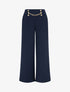 Pantalon taille haute à boutons et chaîne - Marine - 1