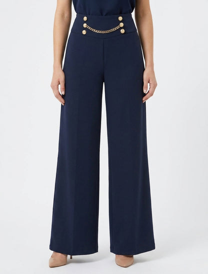 Pantalon fluide ample à chaîne - Marine
