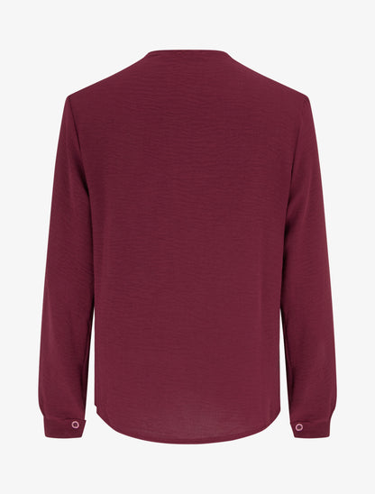Blouse droite à col V en dentelle - Lie de vin - 2