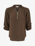 Top fluide à col zippé - Marron - 1