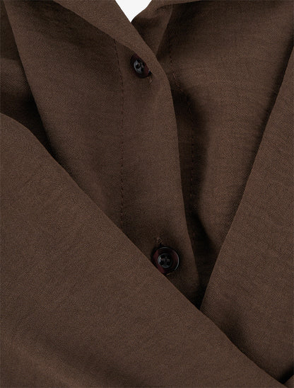 Robe chemise à pan à nouer - Marron - 3