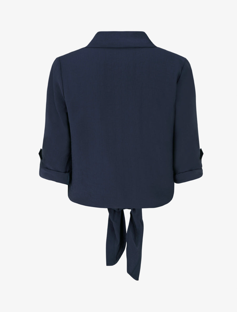 Chemise unie à nouer - Marine - 2