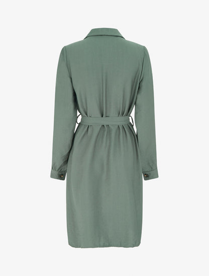 Robe chemise unie à nouer - Kaki - 2