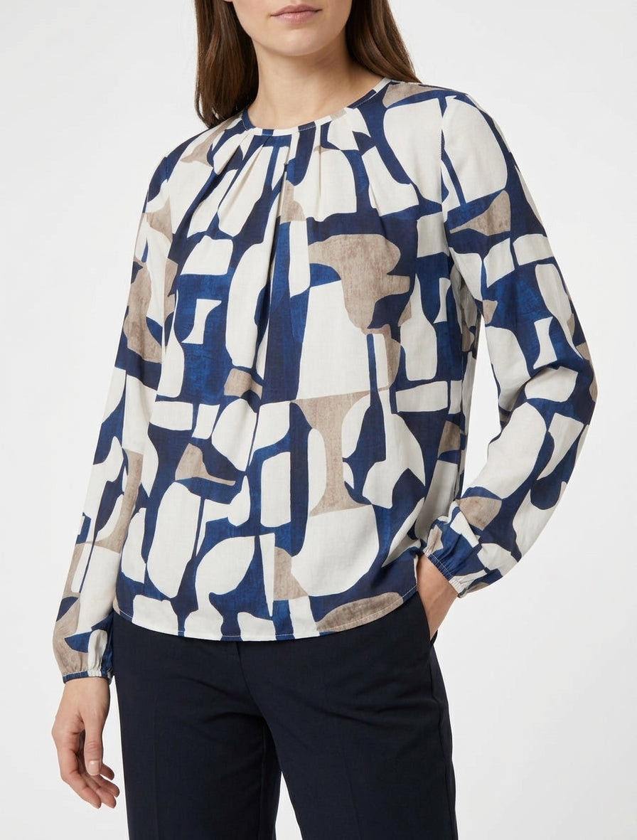 Blouse fluide à manches élastiquées - Marine