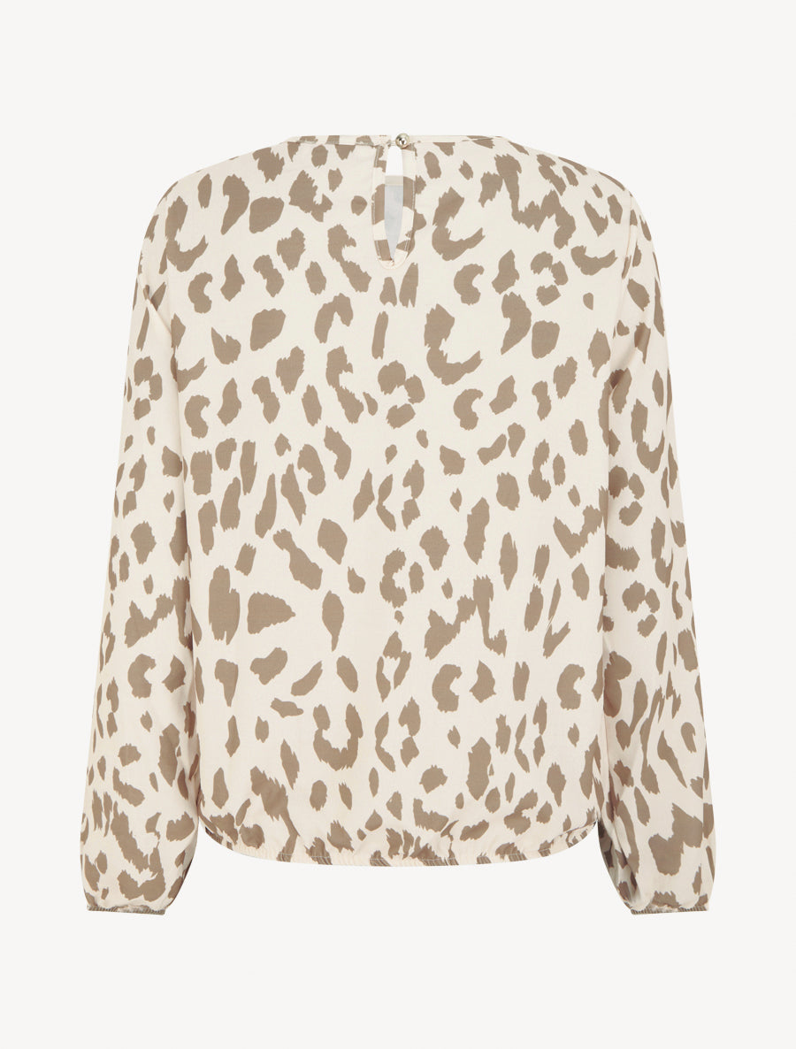 Blouse imprimé vache à col rond - Taupe - 2