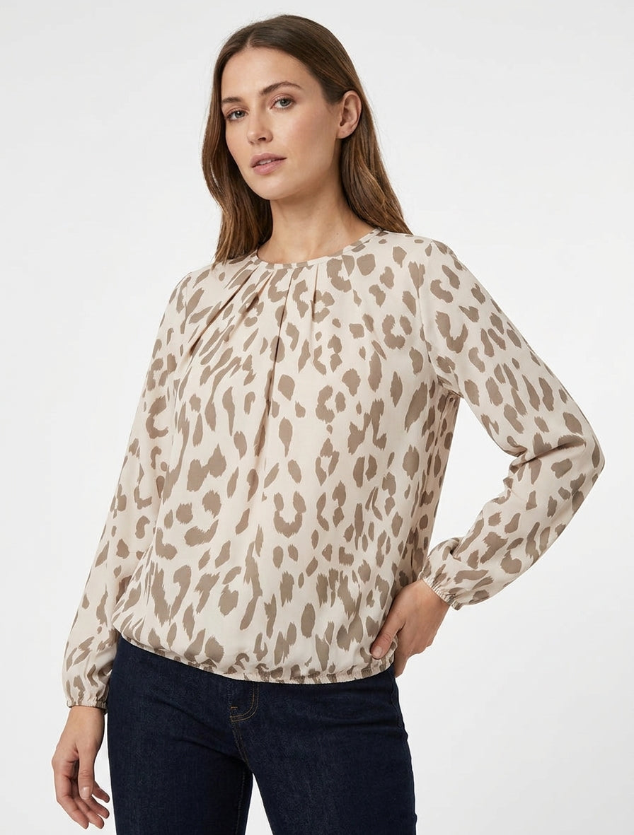 Blouse fluide imprimé vache - Taupe