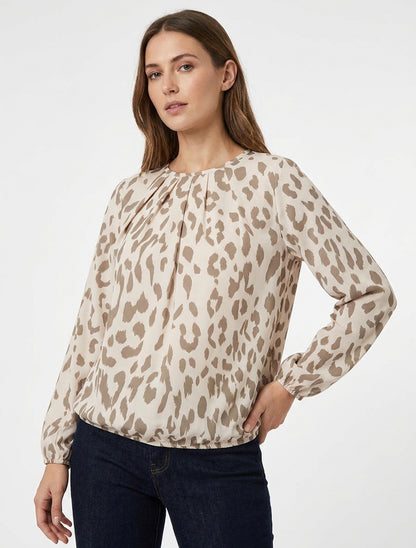 Blouse fluide imprimé vache - Taupe