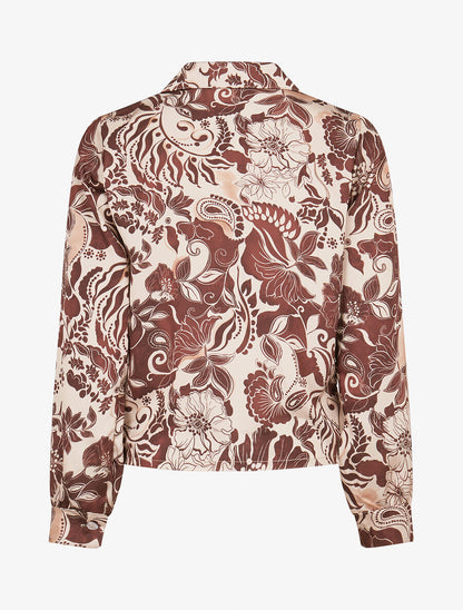 Chemise fluide à nouer imprimé fleuri - Marron - 2