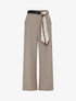 Pantalon ample à taille haute et ceinture style foulard - Taupe - 1