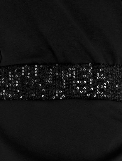 Robe portefeuille sans manches à sequins - Noir - 3