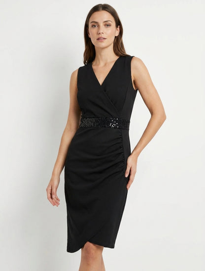 Robe portefeuille à sequins cache-cœur - Noir