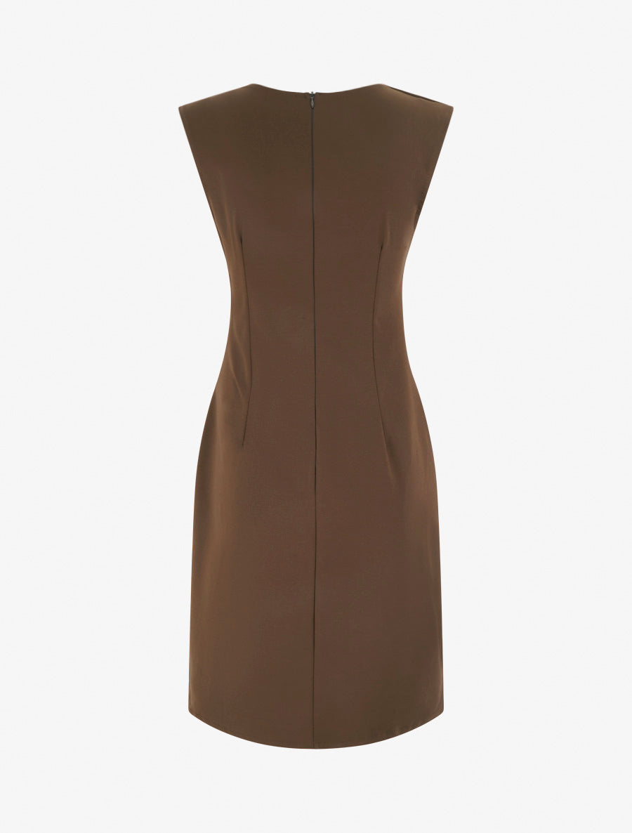 Robe sans manches effet drapé - Marron - 2
