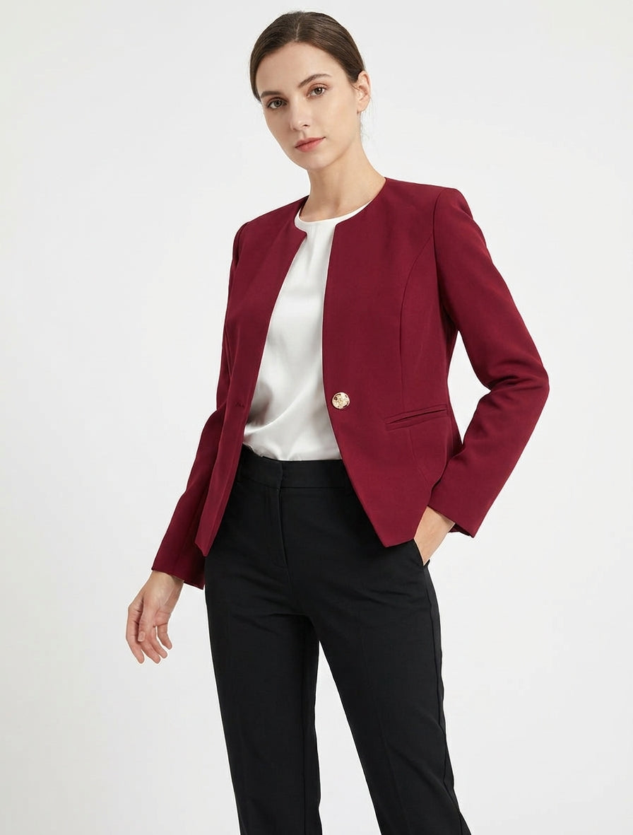 Veste cintrée col rond bordeaux - Bordeaux