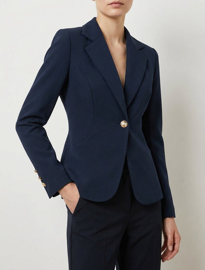 Blazer cintré col cranté à épaulettes - Marine