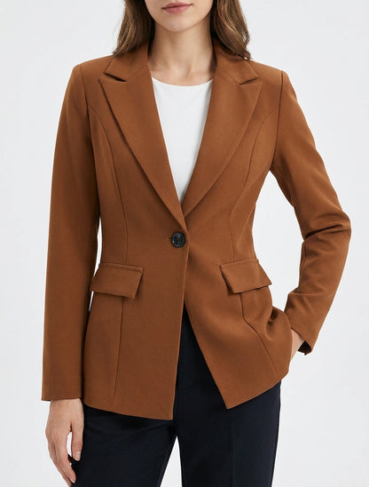Blazer cintré col cranté - Camel