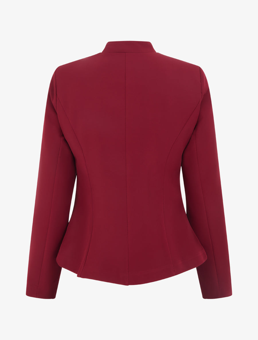 Veste cintrée à épaulettes et zip - Lie de vin - 2