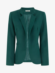 Veste ouverte à col cranté et épaulettes - Vert foncé - 1
