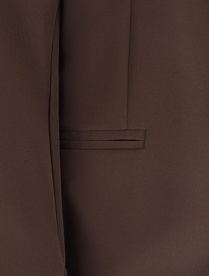 Veste ouverte à col cranté et épaulettes - Marron - 3