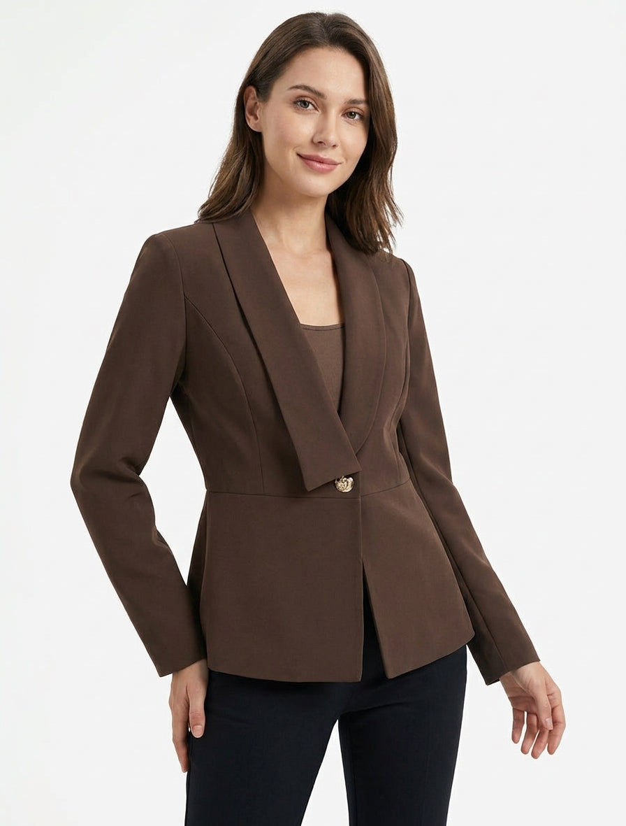 Blazer droit à épaulettes - Marron
