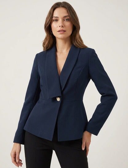 Blazer droit à épaulettes - Marine