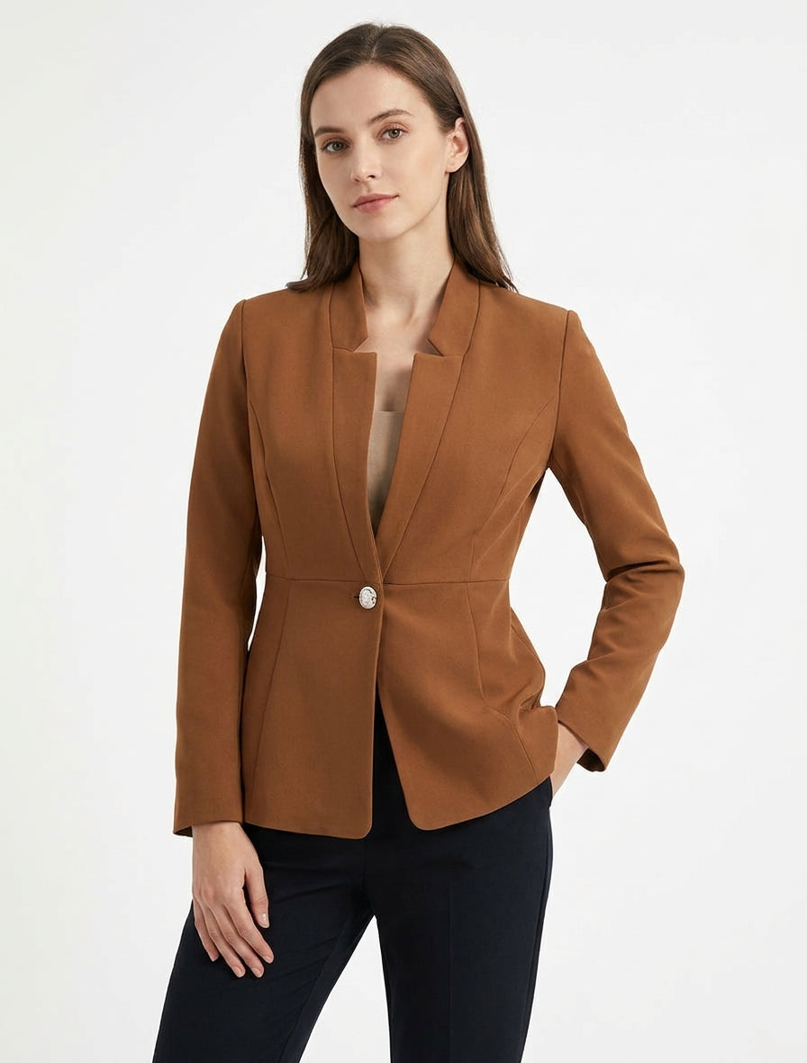 Blazer cintré col cranté - Camel