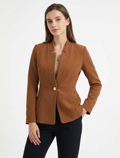 Blazer cintré col cranté - Camel