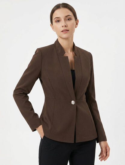 Blazer cintré col cranté - Marron