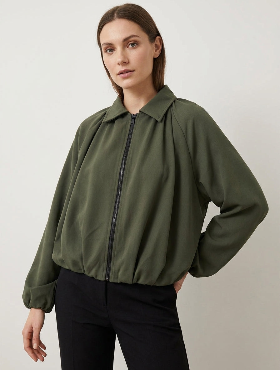 Bomber coupe boule zippé - Kaki
