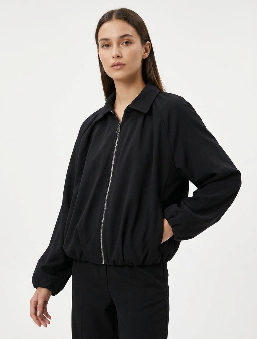 Bomber coupe boule zippé - Noir