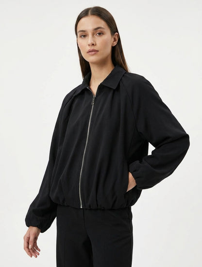 Bomber coupe boule zippé - Noir
