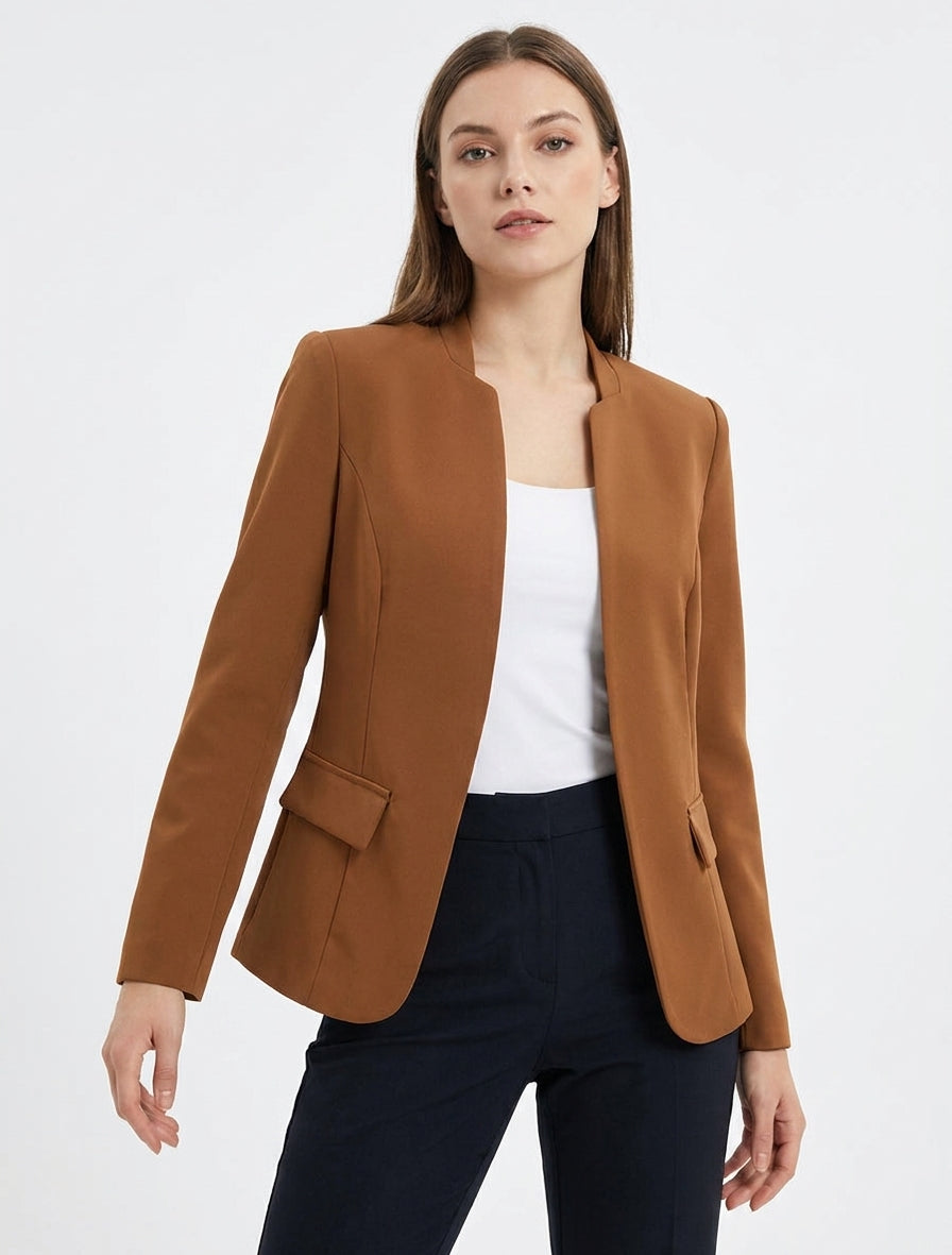 Veste droite épaulettes - Camel