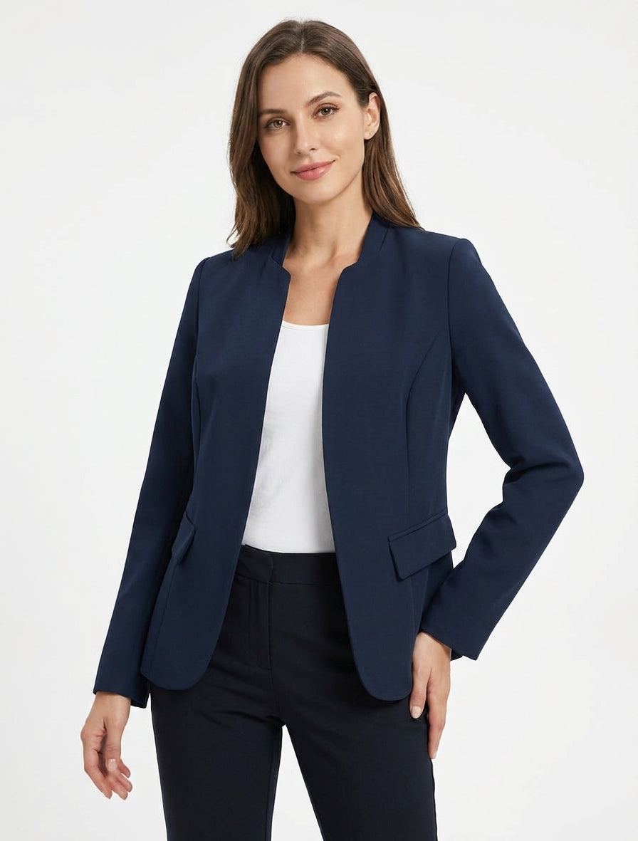 Veste droite col droit épaulettes - Marine
