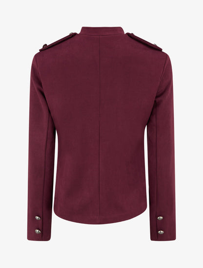 Veste en suédine boutonnée style officier - Lie de vin - 2