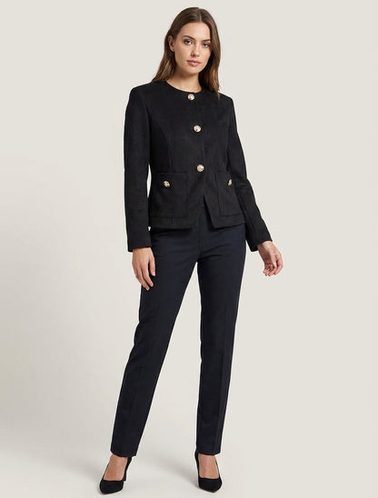 Veste en suédine à épaulettes - Noir