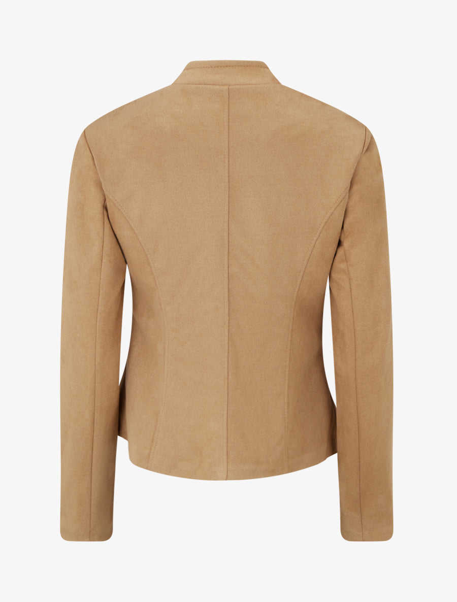 Veste style perfecto en suédine - Beige foncé - 2