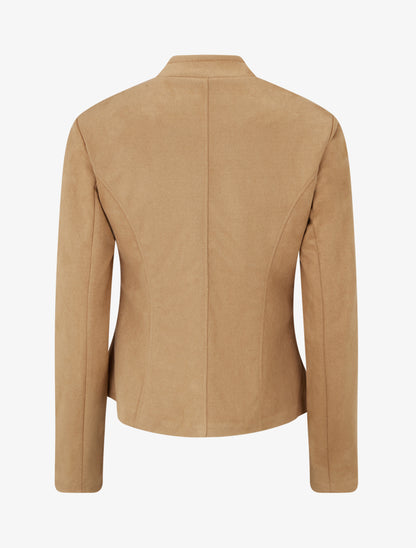 Veste style perfecto en suédine - Beige foncé - 2